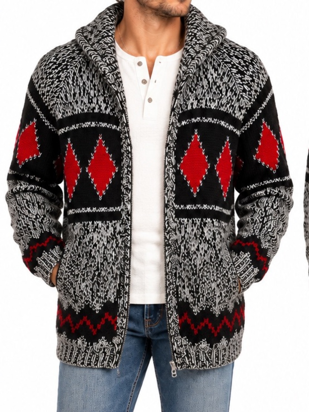 NWT American Eagle Black Marled Knit Zip-Up Cardigan Sweater
Size Large